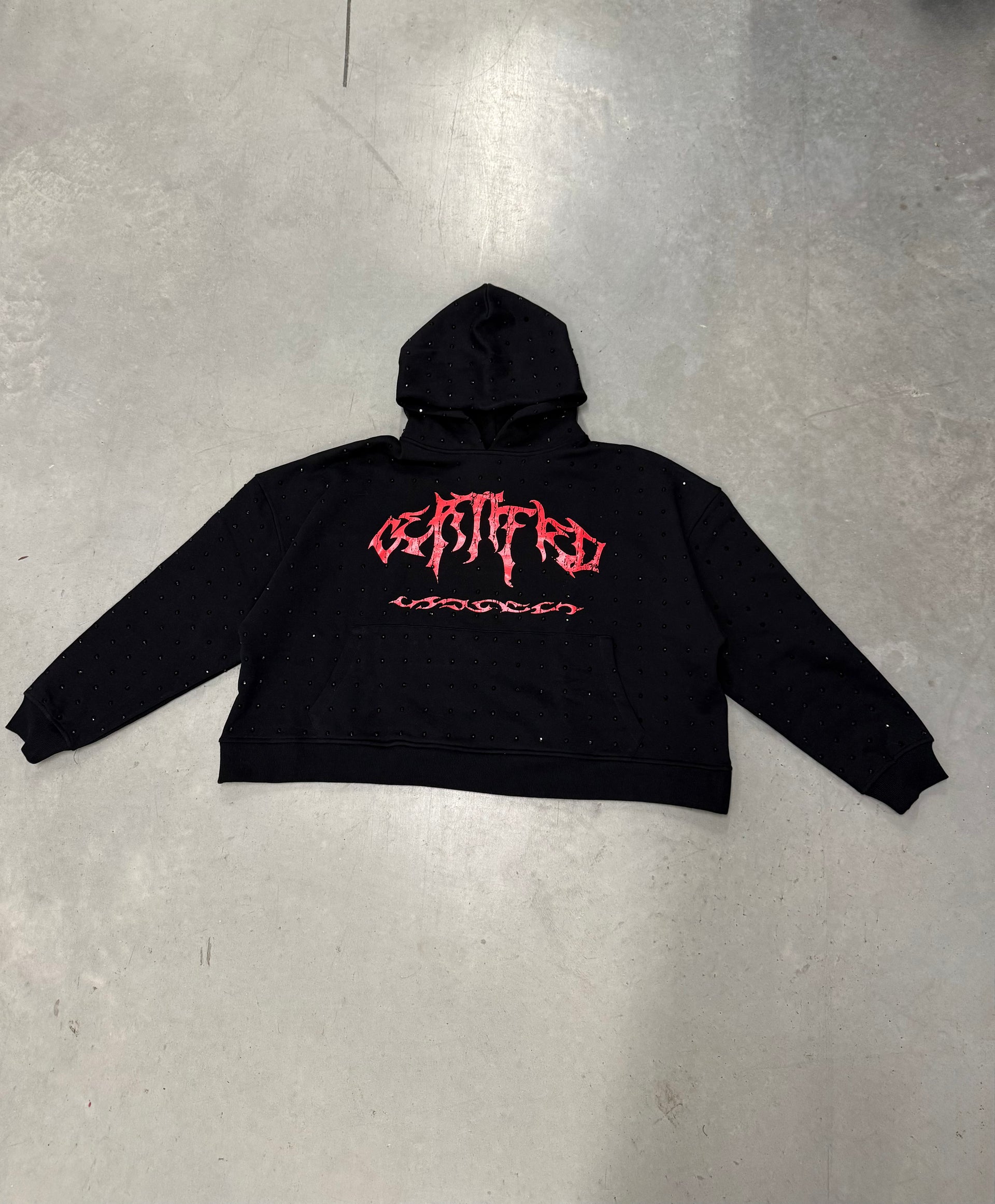 BLACK RHINESTONE HOODIE