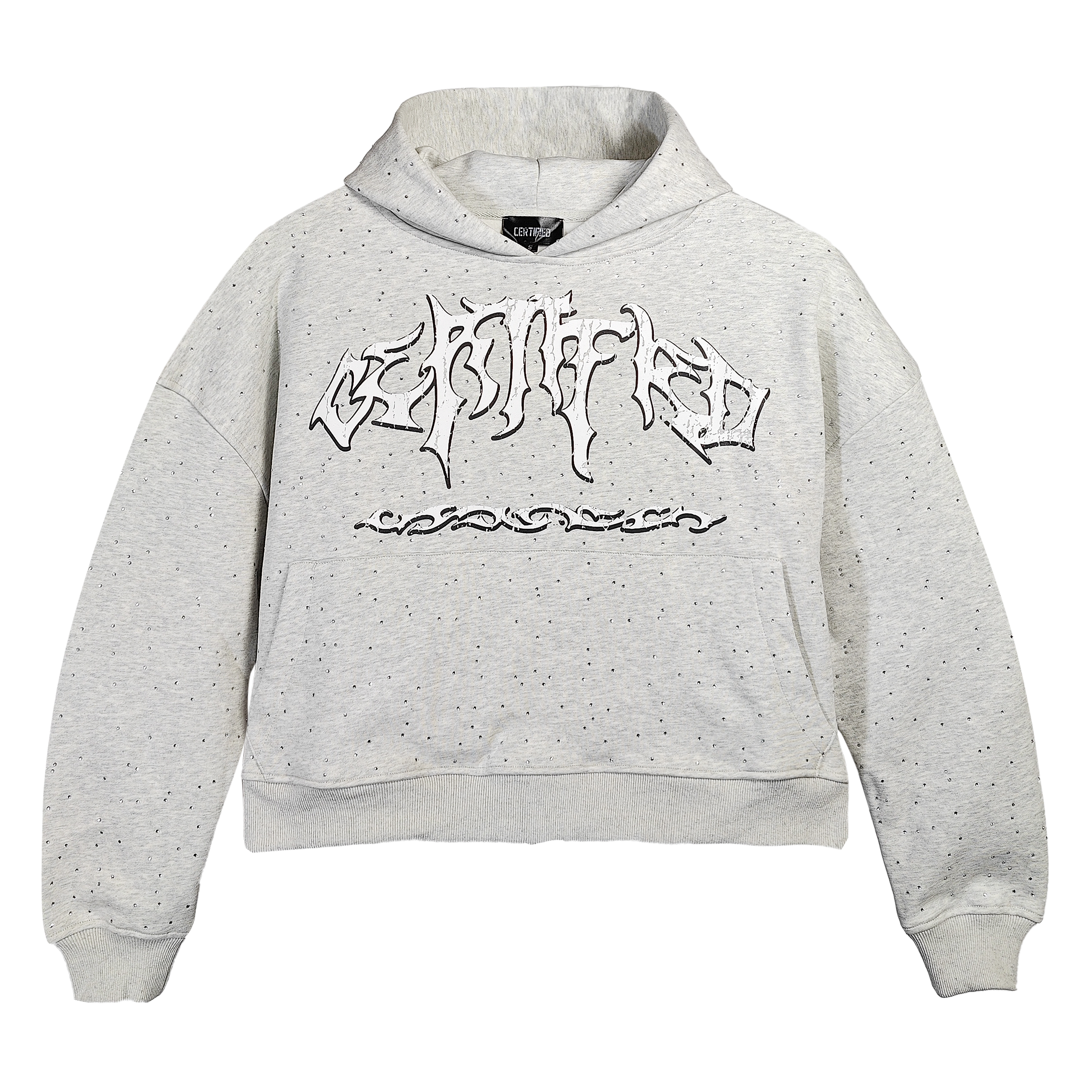 vaultroom RHINESTONE LOGO HOODIE/ GRY Loiter Mens Metal Rhinestone 