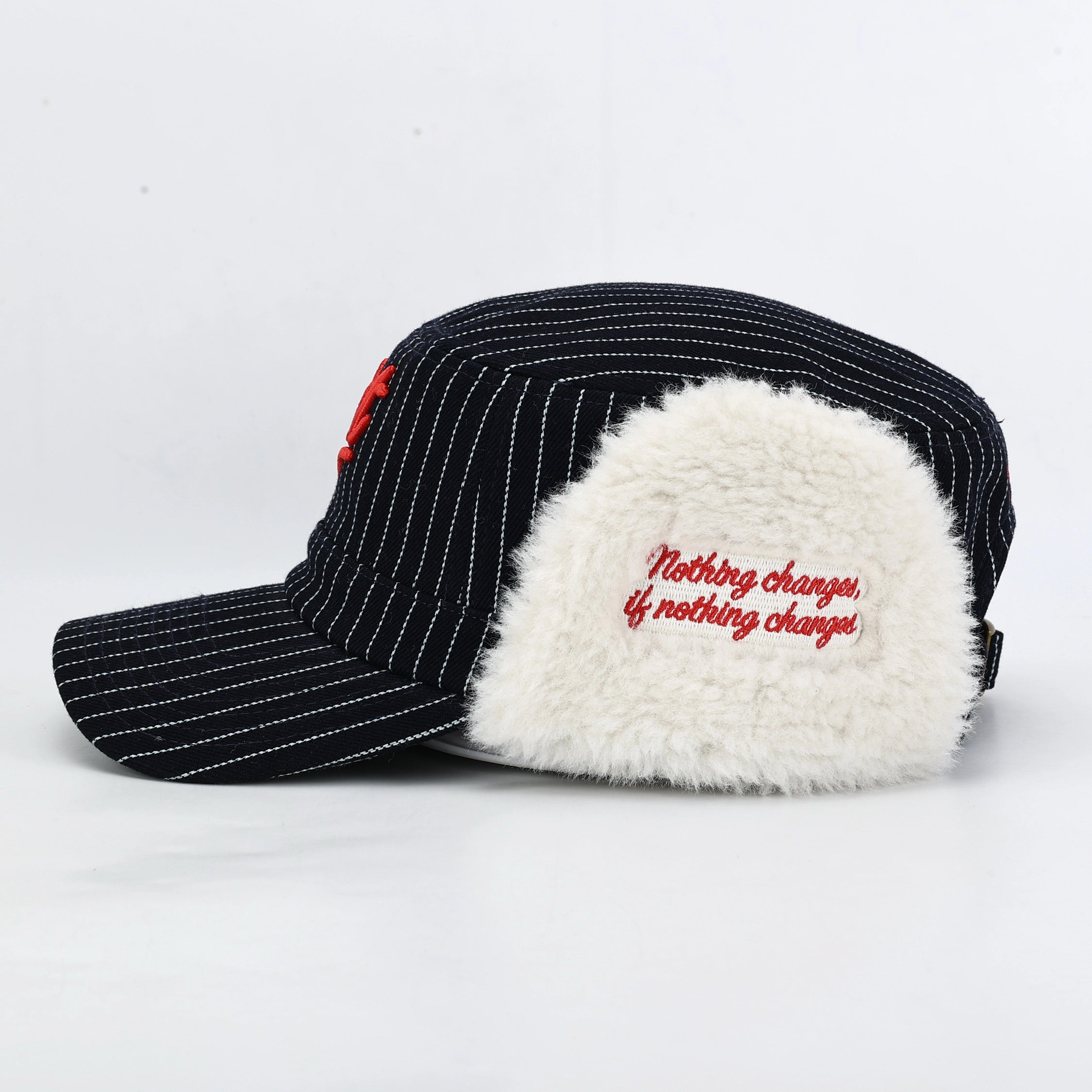 JAPANESE SELVAGE PINSTRIPE AVIATOR HAT