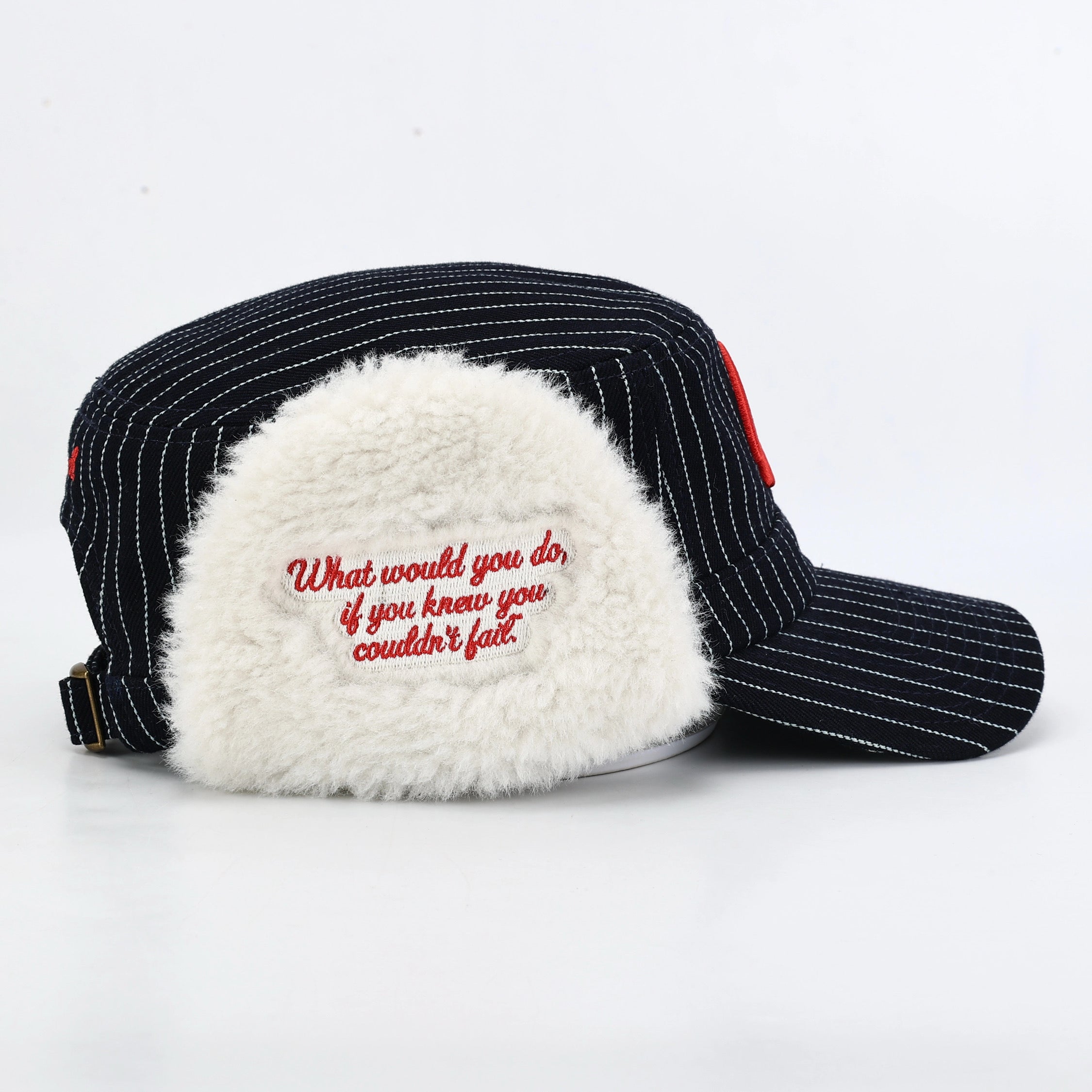 JAPANESE SELVAGE PINSTRIPE AVIATOR HAT